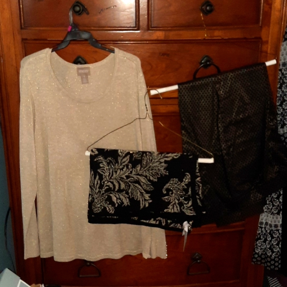 Outfit from Chicos (all have a touch of gold)